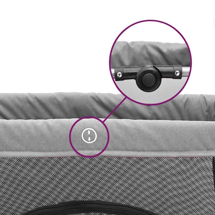 Laufstall mit Matratze Hellgrau Leinenstoff – Bild 7