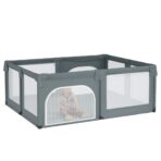 Laufstall mit 2 Türen Hellgrau Oxford-Gewebe – Bild 3