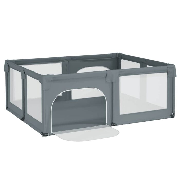 Laufstall mit 2 Türen Hellgrau Oxford-Gewebe – Bild 5