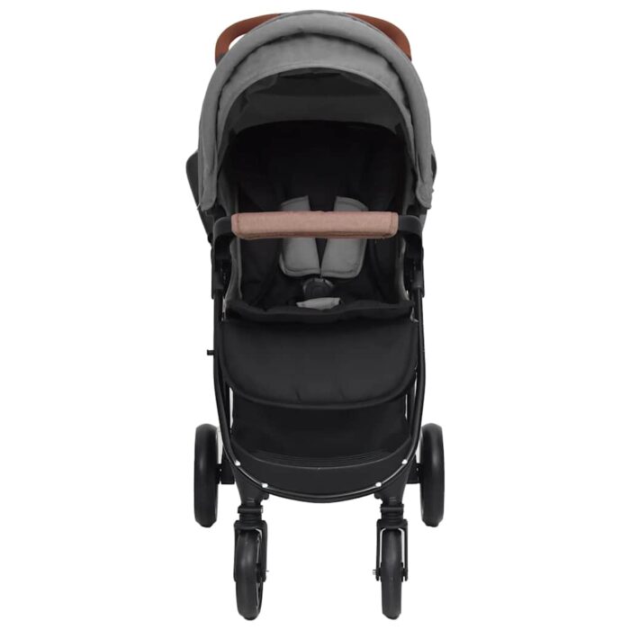 2-in-1 Kinderwagen Hellgrau Stahl – Bild 3