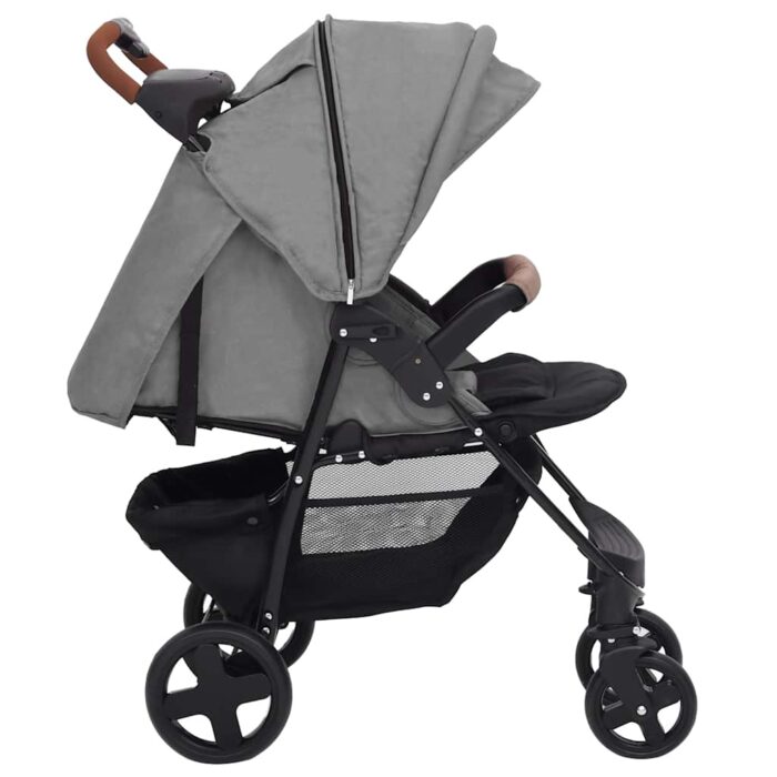 2-in-1 Kinderwagen Hellgrau Stahl – Bild 4