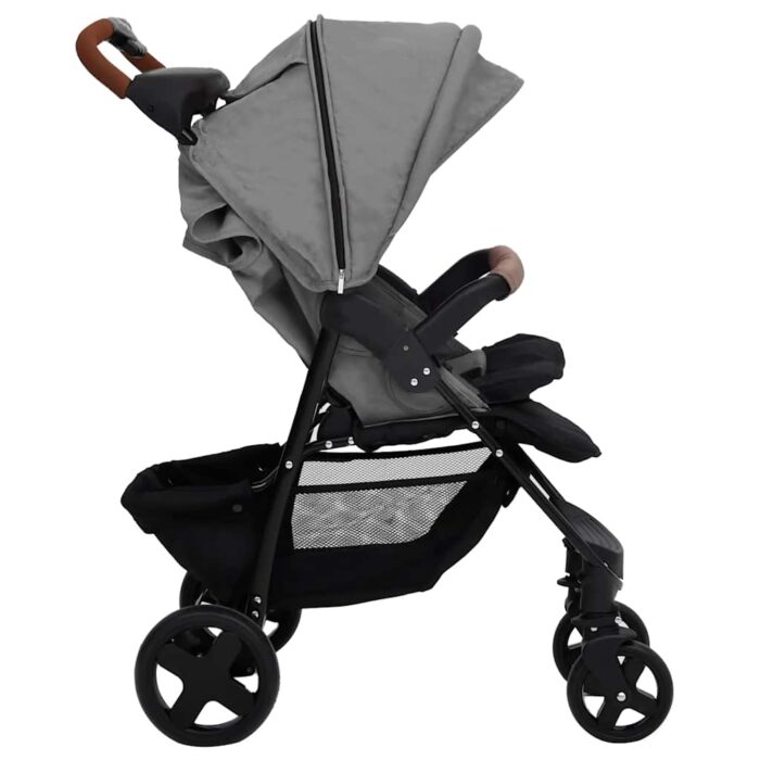 2-in-1 Kinderwagen Hellgrau Stahl – Bild 5
