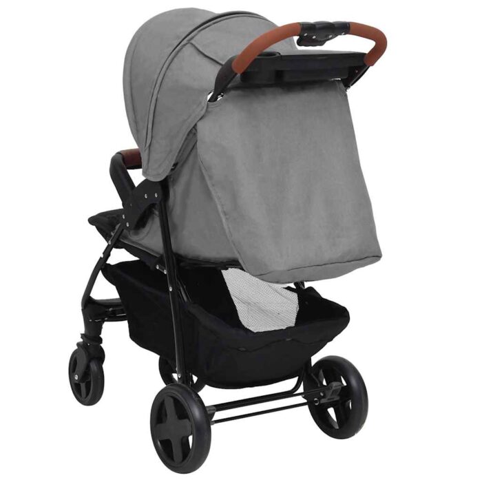 2-in-1 Kinderwagen Hellgrau Stahl – Bild 7