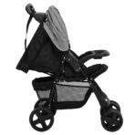 2-in-1 Kinderwagen Hellgrau und Schwarz Stahl – Bild 5