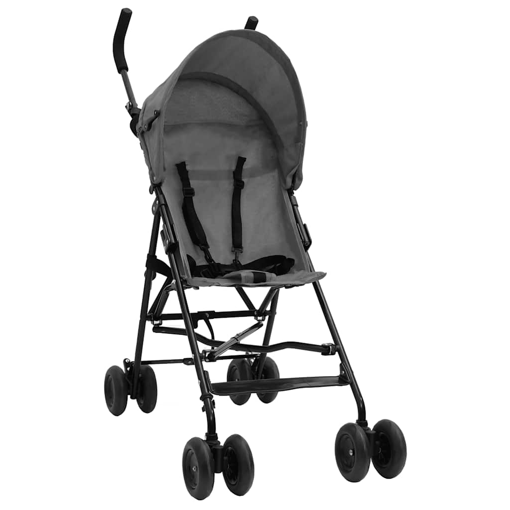 10395_1.jpg Kinderwagen Hellgrau und Schwarz Stahl – Bild 1