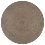 Teppich Handgefertigt Jute Rund 90 cm Grau