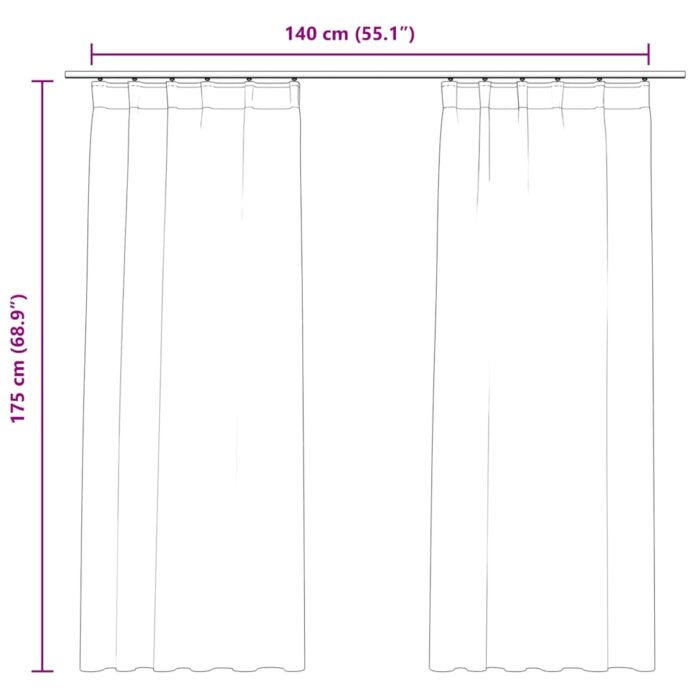 Verdunkelungsvorhänge mit Haken 2 Stk. Samt Schwarz 140x175 cm – Bild 7