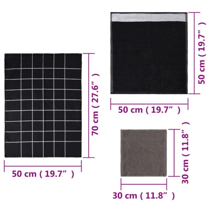 12-tlg. Handtuch-Set Schwarz Baumwolle – Bild 13