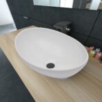 Luxus Keramik Waschbecken Oval Weiss 40 x 33 cm