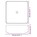 Waschbecken Quadratisch Keramik Weiss 39x39x13,5 cm – Bild 4