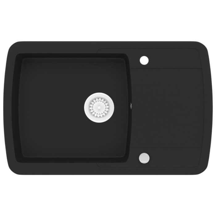 Granitspüle Einzelbecken Schwarz – Bild 2