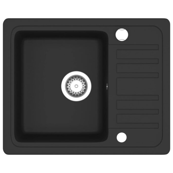Granitspüle Einzelbecken Schwarz – Bild 2