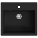 Granitspüle Einzelbecken Schwarz – Bild 2