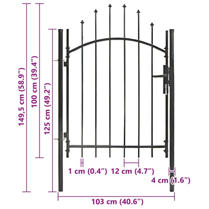 Gartentor Stahl 1x1,5 m Schwarz – Bild 5