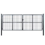 Maschen-Gartentor verzinkter Stahl 400 x 150 cm Grau