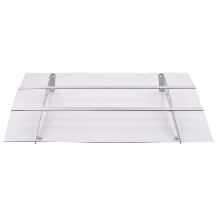 Türvordach Silbern und Transparent 120x90 cm Polycarbonat – Bild 2
