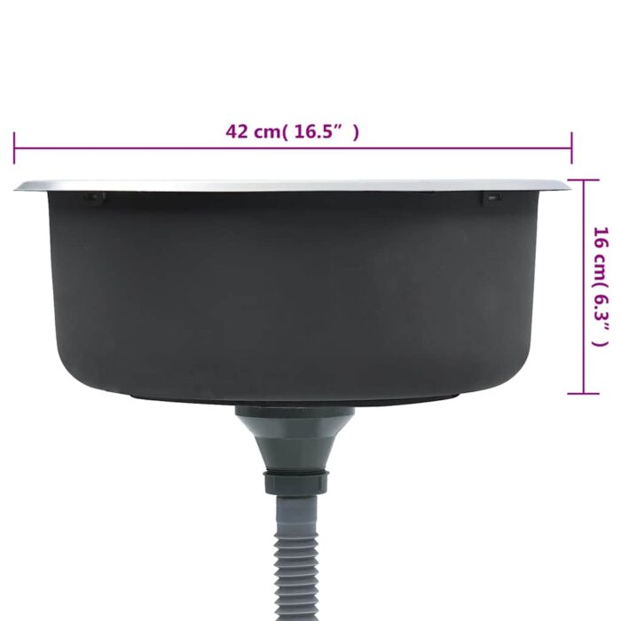 Einbauspüle mit Sieb und Siphon Edelstahl – Bild 9