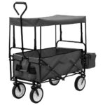 Klappbarer Handwagen mit Sonnendach Stahl Grau