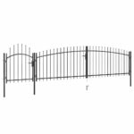 Gartentor mit Speerspitzen 5x1,5 m Schwarz