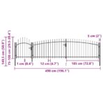 Gartentor mit Speerspitzen 5x1,5 m Schwarz – Bild 5