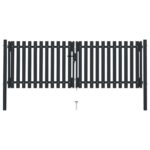 Doppeltür-Zauntor aus Stahl 300 x 75 cm Anthrazit