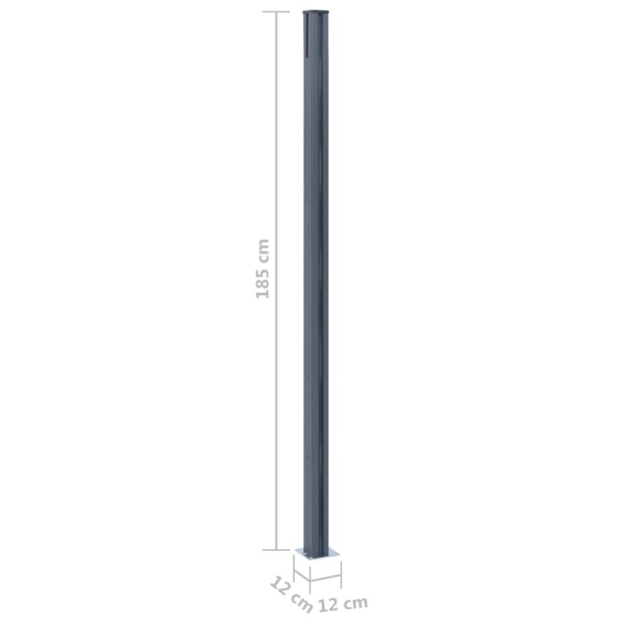 Zaunpfosten 2 Stk. Dunkelgrau 185 cm Aluminium – Bild 9