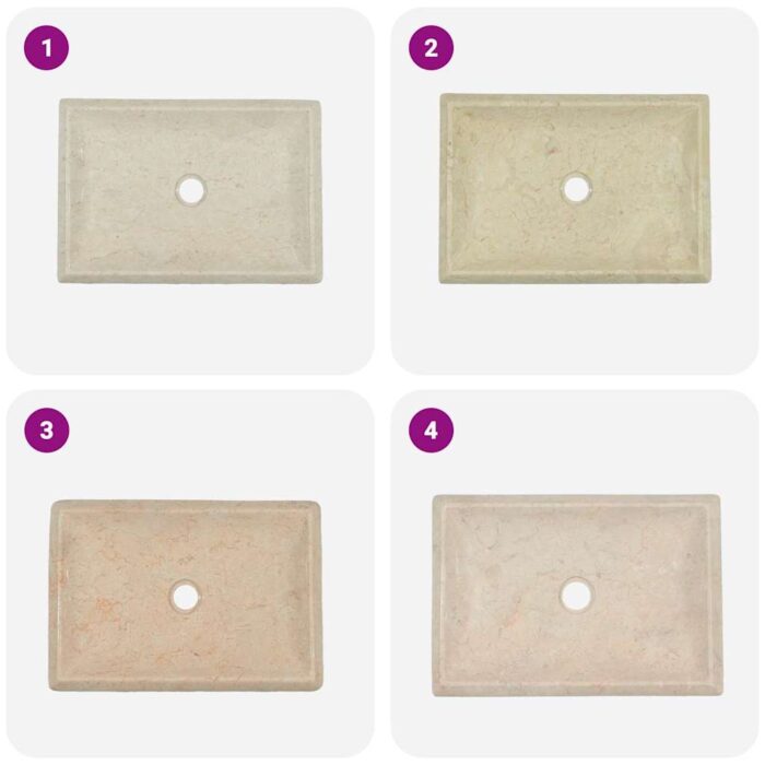 Waschbecken Creme 50x35x10 cm Marmor – Bild 7