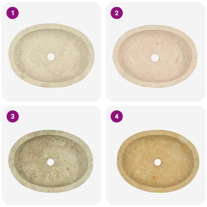 Waschbecken Creme 53x40x15 cm Marmor – Bild 6