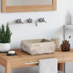 Waschbecken Creme 30x30x13 cm Marmor