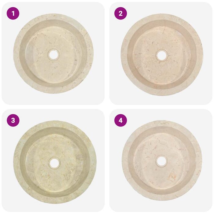 Waschbecken Creme Ø40x15 cm Marmor – Bild 6