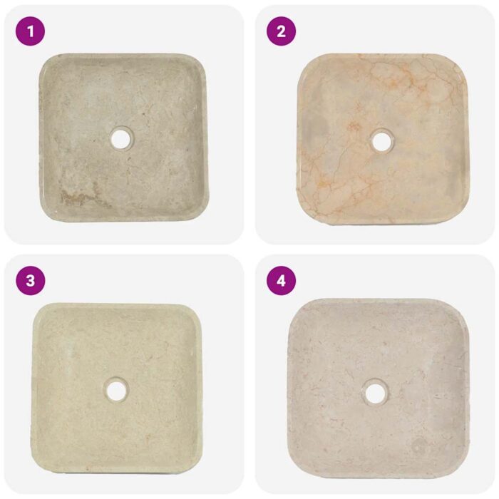Waschbecken Creme 40x40x10 cm Marmor – Bild 5