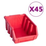 96-tlg. Behälter-Set für Kleinteile mit Wandplatten Rot Schwarz – Bild 2