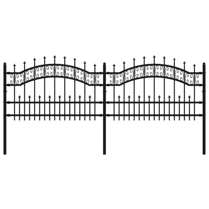 Gartenzaun mit Speerspitze Schwarz 240 x 75 cm Pulverbeschichteter Stahl – Bild 2