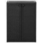 Gartenschrank Schwarz 65x45x88 cm PP Rattan-Optik – Bild 2