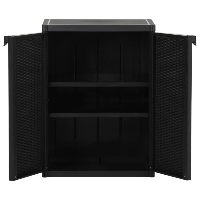 Gartenschrank Schwarz 65x45x88 cm PP Rattan-Optik – Bild 4