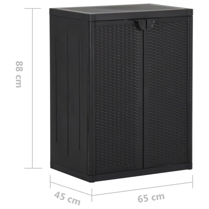 Gartenschrank Schwarz 65x45x88 cm PP Rattan-Optik – Bild 8