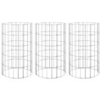 Gabionen-Hochbeete 3 Stk. Rund Verzinkter Stahl Ø30x50 cm – Bild 2