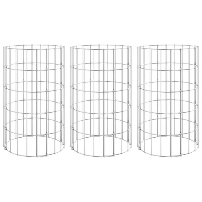 Gabionen-Hochbeete 3 Stk. Rund Verzinkter Stahl Ø30x50 cm – Bild 2