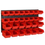 26-tlg / 30-tlg Stapelboxen-Wandregal Rot & Schwarz 77x39cm Polypropylen