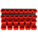 26-tlg / 30-tlg Stapelboxen-Wandregal Rot & Schwarz 77x39cm Polypropylen – Bild 2
