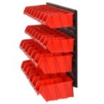 26-tlg / 30-tlg Stapelboxen-Wandregal Rot & Schwarz 77x39cm Polypropylen – Bild 3
