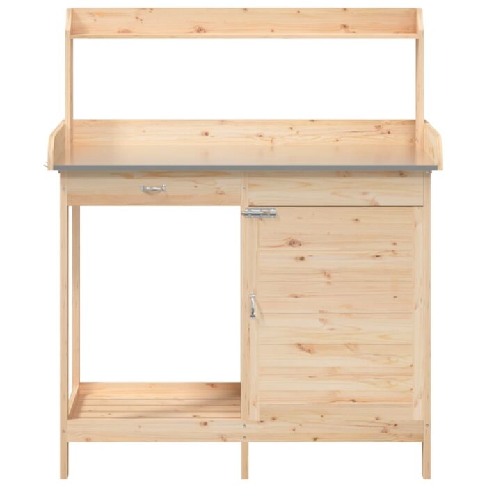 Pflanztisch mit Schrank 110,5x45x124,5 cm Massivholz Tanne – Bild 7