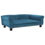 Hundebett Blau 95x55x30 cm Samt – Bild 2