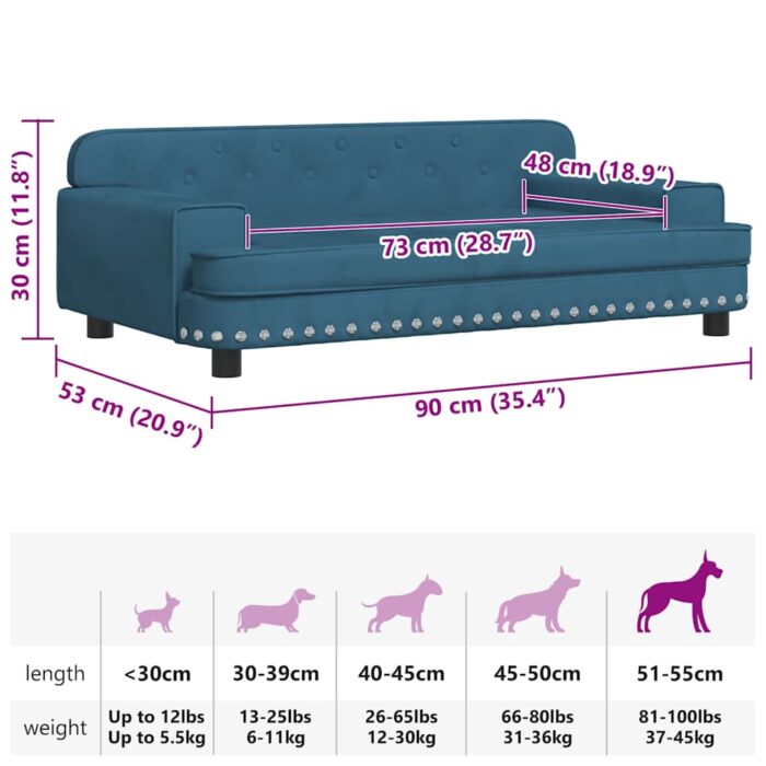 Hundebett Braun 90x53x30 cm Samt – Bild 7
