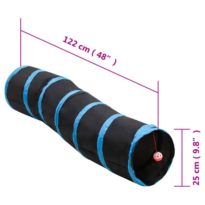 Katzentunnel in S-Form Schwarz und Blau 122 cm Polyester – Bild 6