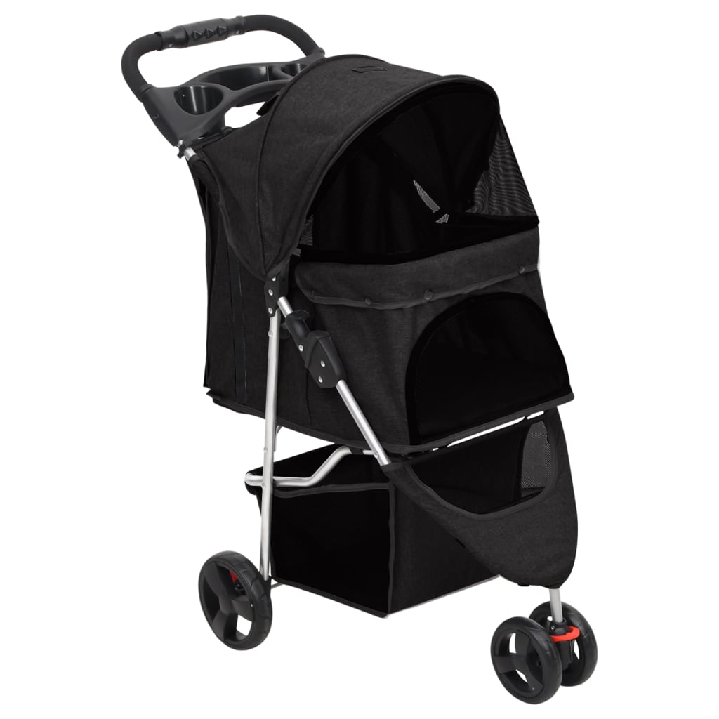 172196_1.jpg Hundewagen Faltbar Schwarz 80x46x98 cm Oxford-Gewebe – Bild 1