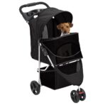 Hundewagen Faltbar Schwarz 80x46x98 cm Oxford-Gewebe – Bild 2