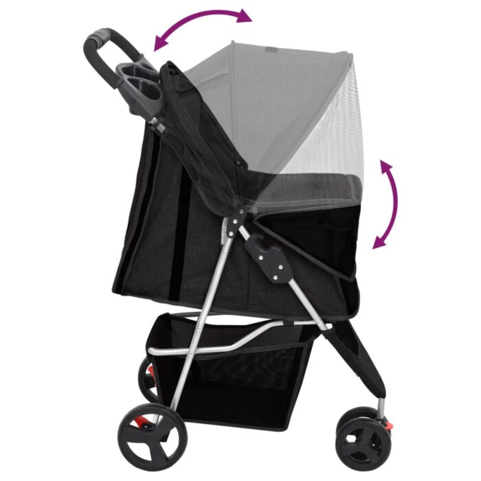 Hundewagen Faltbar Schwarz 80x46x98 cm Oxford-Gewebe – Bild 6