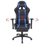 Neigbarer Racing-Bürostuhl mit Fußstütze Blau – Bild 2