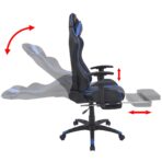 Neigbarer Racing-Bürostuhl mit Fußstütze Blau – Bild 3